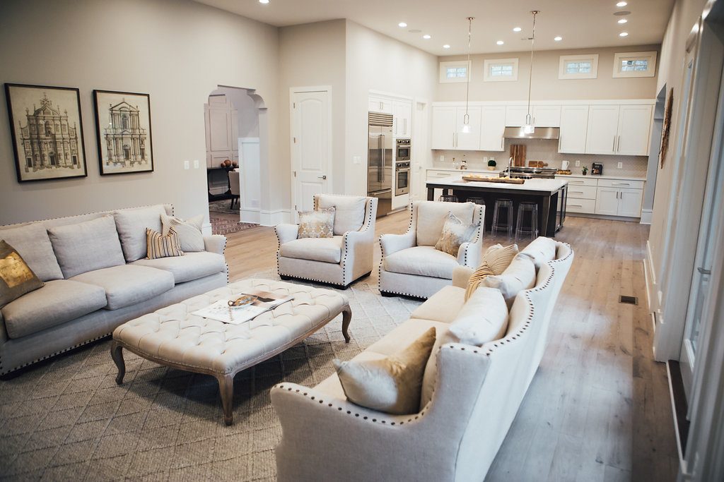 Grey Ghost - Living Room design with American Heritage Flooring by Cochran's Lumber