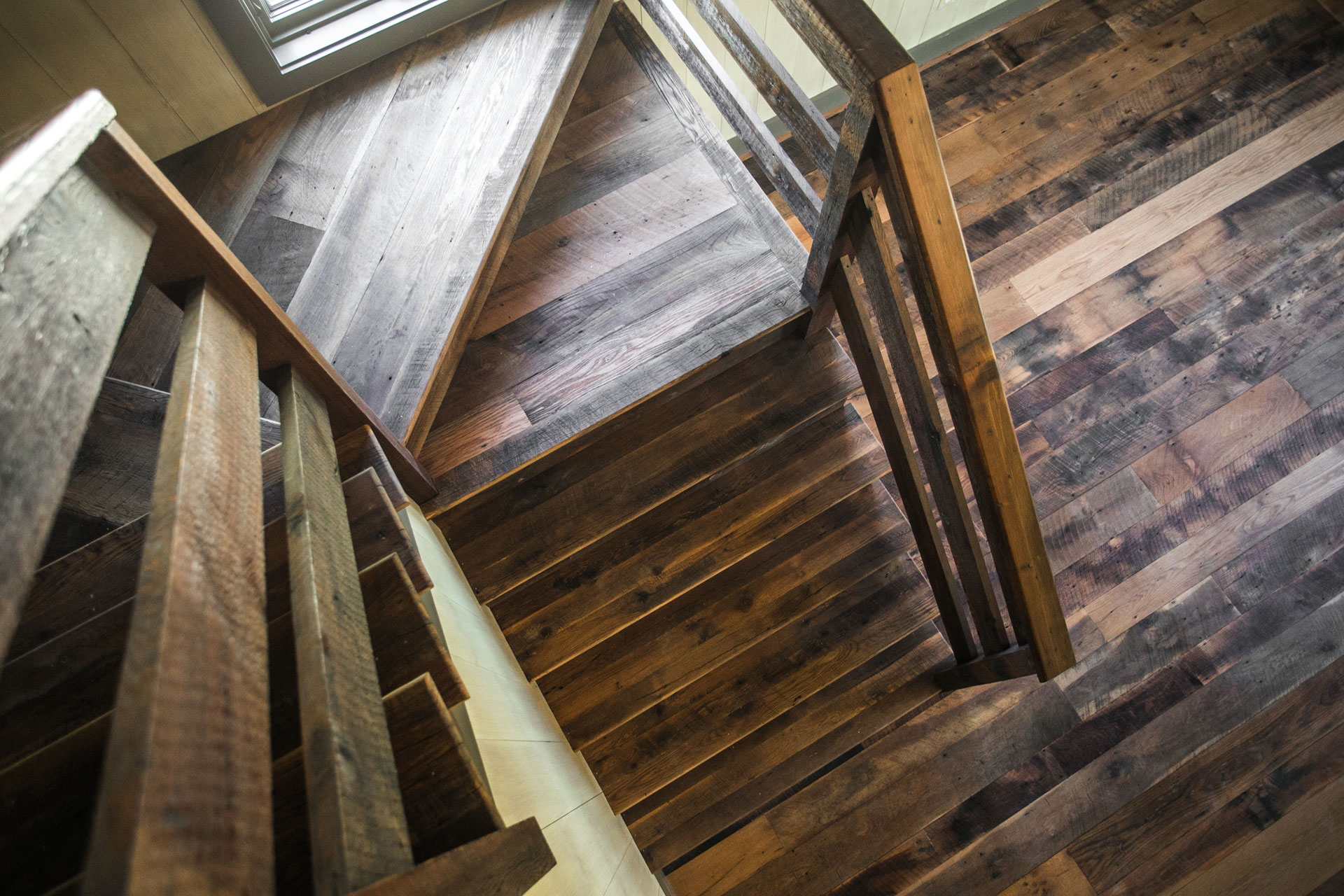 Antique Oak Distressed Stairs & Flooring - Miller and Blackwell Barn