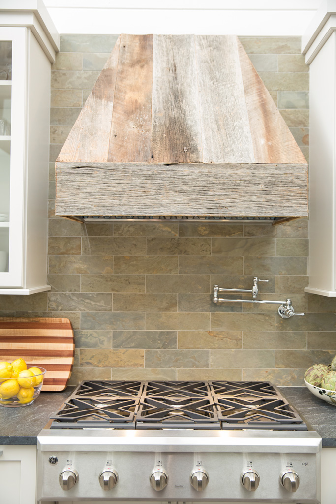 barn board stove hood 2 rustic kitchen design with Cochran's Lumber reclaimed barn wood