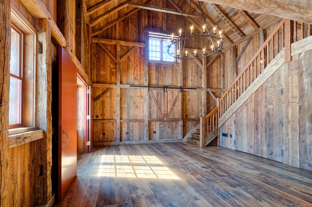picture of renovated barn full reclaimed lumber