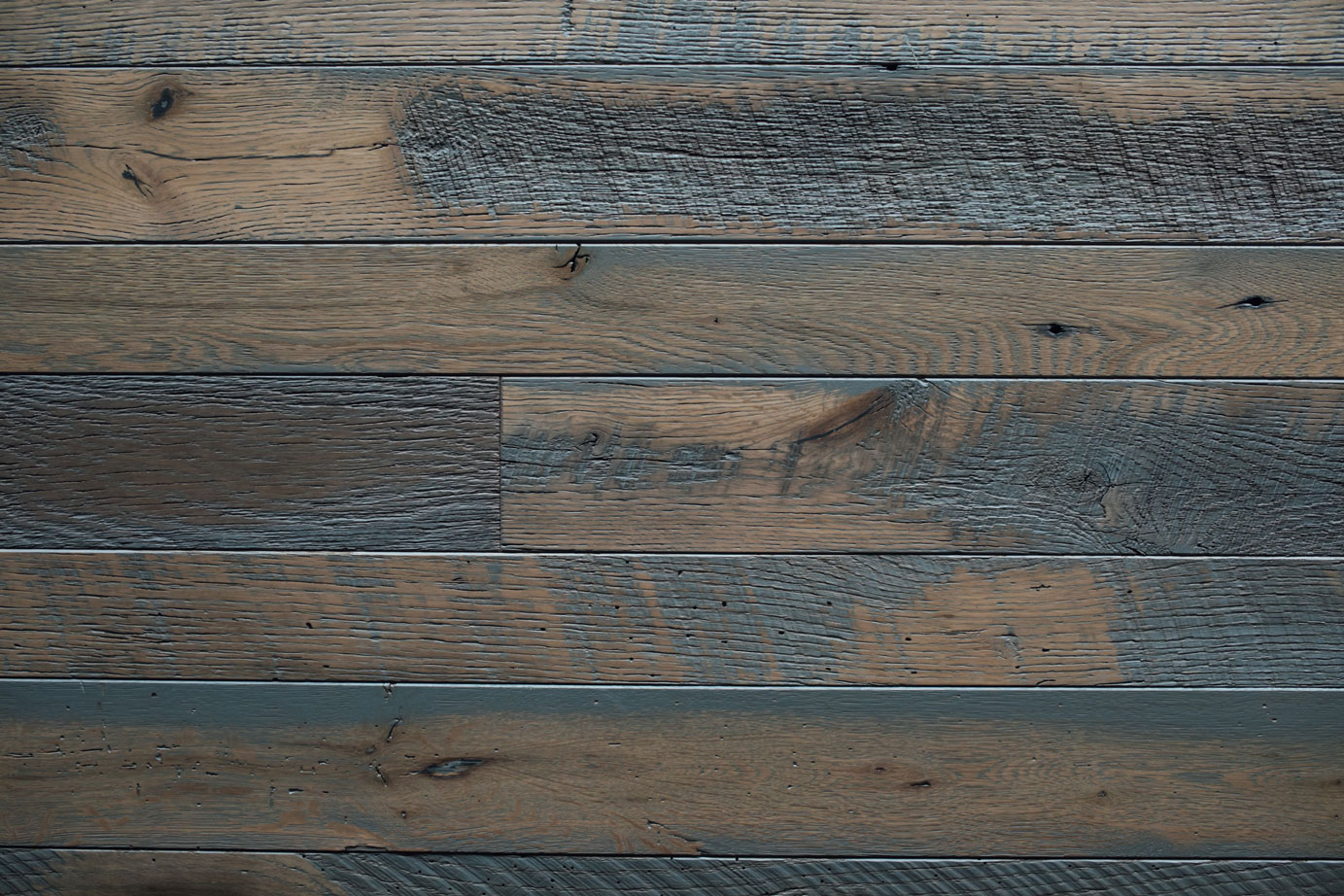 Calming gray that blends perfectly with many styles and designs. Shown on our Antique Oak - milled flooring.
