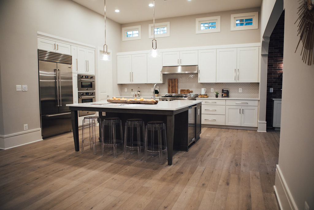 image of kitchen with wooden floor using Custom Stains