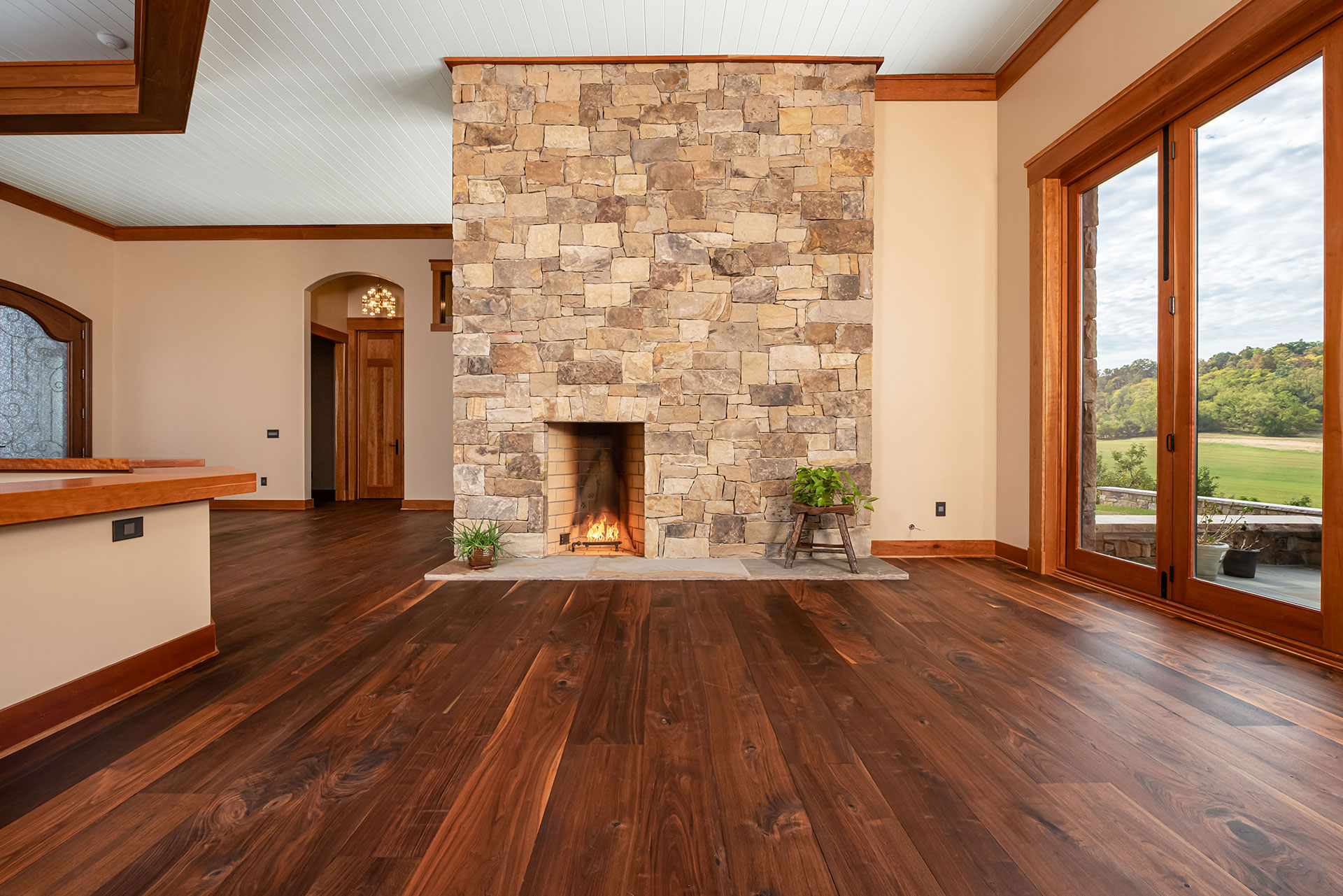 Image of modern farmhouse with custom wide plank flooring