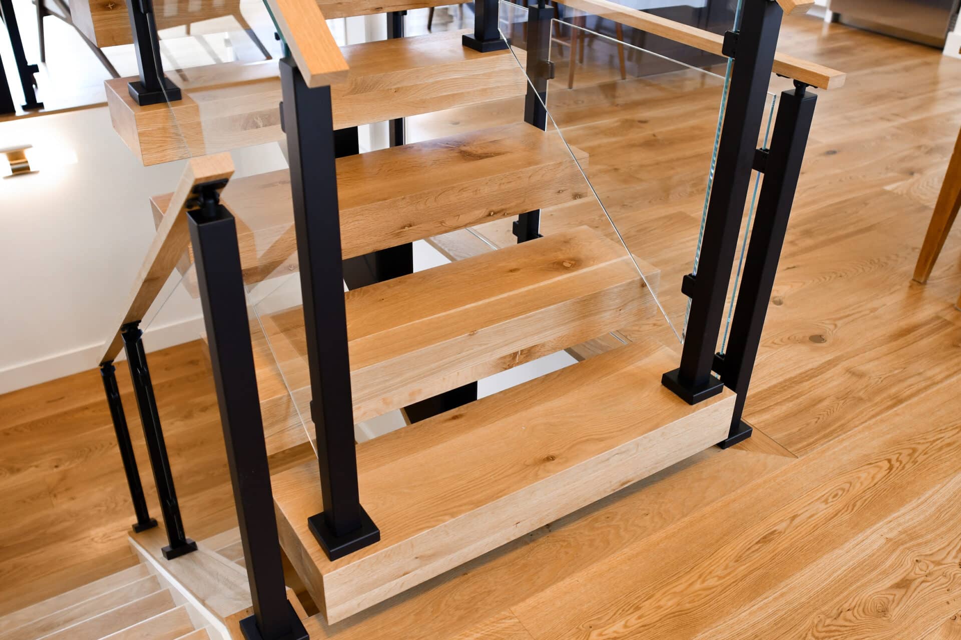 White oak hardwood steps